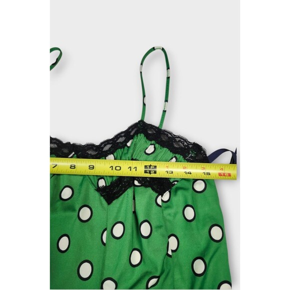 Jean Paul Gaultier Target Slip Dress In Green Polka Dot Black Lace - XL - Picture 8 of 15